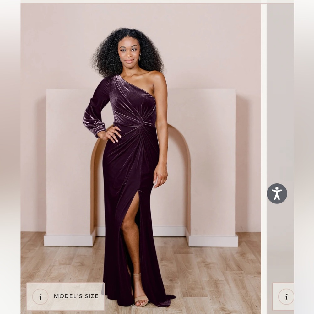 Revelry Aurora Velvet Dress - Bridesmaid purple dress - size 6